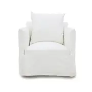 [James Lane] Como Rocker Swivel Chair Linen Pure White