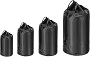 uxcell Stuff Sack 4x5/5x10/6x13, 4 Pcs Waterproof Outdoor Storage Sack Portable Drawstring Dust Flap Bag Sleeping Bag for Camping Hiking Backpacking, Black