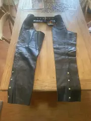 Unik Black Leather Motorcycle Chaps XL NWT