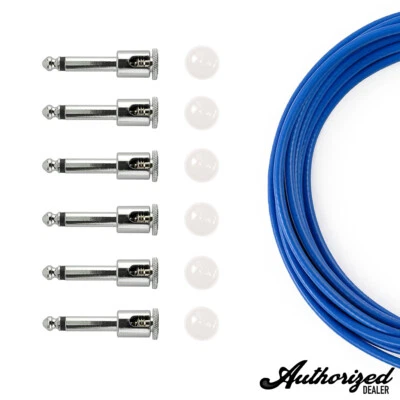 George L's .155 Solderless Pedalboard Effects Cable White & Blue Kit |6/6/6