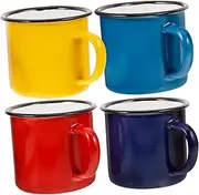 ifundom 4Pcs Vintage Enamel Mugs Outdoor Tea Coffee Cups Peacock Slip Handle for Camping Travel and Home Use