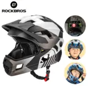 ROCKBROS Full Face Kids Bike Helmet LED Safety Light Motorcycle Cycling Helmet