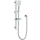 Chrome Square 3 Mode Handheld Shower Head Set Rail Holder Connector Soap Dish
