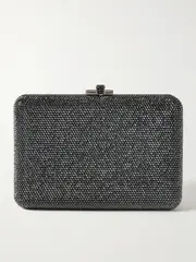 [Judith Leiber Couture] Judith Leiber Couture - Slim Slide Crystal-embellished Silver-tone Clutch - Dark gray - One size One size Gray