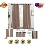 Luxury Cappuccino Blackout Curtains 55x120" - Set of 2, Energy-Saving Solution