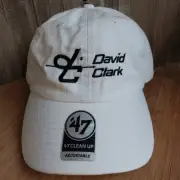 ' 47 David Clark White Logo Strapback Golf Hat Cap Aerospace Aviation Pickleball