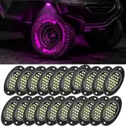 20 Pods Rock Lights Pure LED Lights for Car SUV Ambient Underglow Lights Waterproof Neon Trail Rig Lamp Lighting for Truck