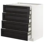 METOD base cb 4 frnts/2 low/3 md drwrs, white Maximera/Lerhyttan black stained, 80x60x80 cm
