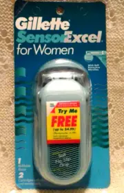 VINTAGE GILLETTE FOR WOMEN SENSOR EXCEL HANDLE SHAVER W2 BLADES 1996