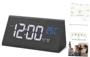 Alarm Clock for Bedroom, Wooden Digital Clock with Large Numbers, Dual Alarms,