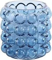 MARTAGE Glass Bubble Vase, Blue Glass Vase, Small Glass Vase, Flower Vase, Unique Vase, Short Glass Vase for Living Room, Bedroom, Dinning Table, Office, Wedding, Table, Shelf, Centerpieces, 5.5-Inch
