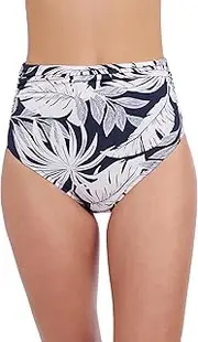[Profile by Gottex] Malaya Women’s Tropical Print Shirred High Waist Bikini Bathing Bottom with Front and Back Tummy Control
