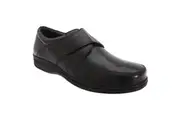 Roamers Mens Fuller Fitting Superlight Touch Fastening Leather Shoes (Black) - UTDF124