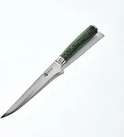 [HexClad] Boning Knife, 6-Inch Japanese Damascus Stainless Steel Blade, Full Tang Construction, Pakkawood Handle