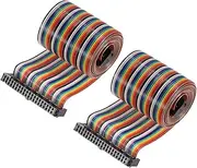 uxcell 2Pcs Flat Ribbon Cable 2.54mm Pitch 40 Pin Type-C Rainbow IDC Flat Ribbon Wire Connector 118cm Length Wires