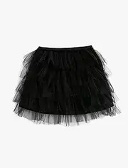 [Koton] Girls' Tulle Skirt Elastic Waistband Tiered Lined Skirt