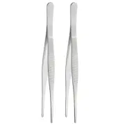 2pcs Stainless Steel Tweezers 7.1" Long Handle Straight Tips Tweezers, Silver