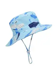 Baby Sun Hat UPF 50+ Sun Protective Toddler Bucket Hat 2-4T 02 Blue Whale