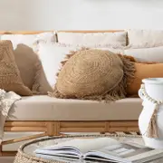 Jute Round Fringe Cushion [HABLJUTER19]