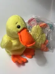 TY Beanie Babies: Quackers the Duck 1993 with Baby Quacks 1996, both new w/tags