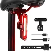 Rear Bike Light Powerful 110 Lumens - 5 Modes Red/Blue, Waterproof IP64, Rechargeable USB-C, Quick Release Brackets for Saddle & Seatpost, DON PEREGRINO B2 Bicycle Light