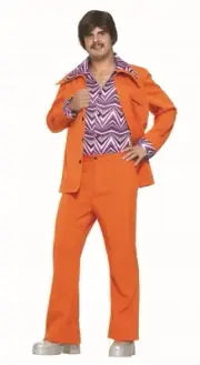 60s 70s Retro Orange Adult Leisure Suit Brady Bunch Costume