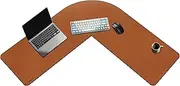 ZORESYN L Shaped Desk Mat 39.4"(L) x 39.4"(S) x 13"(W), Computer Corner Desk Pad, Large Waterproof PU Leather Mouse pad for Corner Desk, Writing Desk Pad Protector - Light Brown