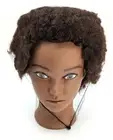 NIB! Afro Kinky Curly Training Mannequin Head w/Human Hair, C-Clamp Stand