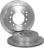 2 x Rear Slotted & Dimple Dilled Disc Brake Rotors for Toyota Landcruiser 70 75 Series FJ70 FJ73 FJ75 FZJ75 HZJ70 HZJ73 HZJ75 PZJ70 PZJ73 Pair 1990 1991 1992 1993 1994 1995 1996 1997 1998 1999