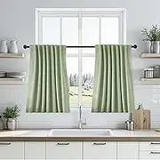 UHITECH Bedroom Blackout Curtains 35 Inch Long 2 Panels Set Short Samll Window Black Out Curtain for Living Room Darkening Drapes Linen Thermal Insulated