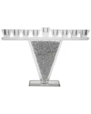 BT Shalom Crystal Menorah With Silver Inner Stones