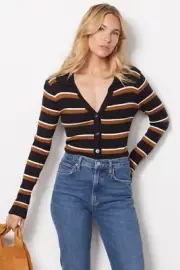 Sanctuary Women's Black Striped Your Love Button Front Blouse Top Size Medium