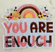 You Are Enough Embroidered Patch Hippie Iron-On Applique Sewing & DIY Craft