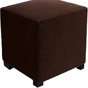 Square Footstool Cover 50x 50/60 x 60cm Stretch Jacquard Ottoman Cover Thicker Large Stretch Pouffe Cover Anti-Slip Foot Stool Slipcovers With Elastic Bottom, Machine Washable ( Color : #17 , Size : 5