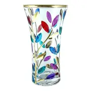 Murano Glass Vase Multi Coloured Gold Trim Flower Hand Made Millefiori 21cm High