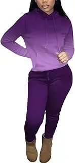 [Nimsruc] Two Piece Outfits for Women Casual Sweatsuits Set Long Sleeve Hoodie Tracksuit Matching Jogger Pants Sets Purple GradientA M, 9014 Purple Gradient