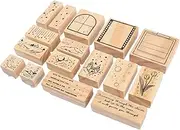 WHAMVOX DIY Wooden Stamps Set Pcs Floral Decorative Stamps for Scrapbook Journal Photo Scrapbook