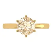 2 Round Cut Real Morganite Wedding Bridal Promise Designer Ring 14k Yellow Gold