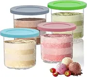 4PC Containers Replacement Compatible for Ninja Creami Pints 16oz Cups Compatible NC301 NC300 NC299AMZ NC290 Serie Ice Cream Maker BPA-Free