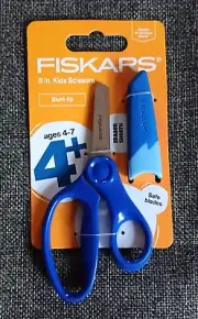 Scissors New Fiskars 5" Blunt Tip Eraser Sheath Safe Blade blue 4 to 7 Kids