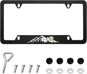 Matte License Plate Frames Mountain Style Aluminum Alloy License Plate Cover Holder License Plates Universal Car Accessories for Front and Rear Car Tags