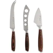3pc Maxwell & Williams Stanton Steel Cheese Knife Slicing Set Straight Edge Wood