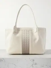 [Serapian] Serapian - Secret Small Leather-trimmed Canvas Tote - Off-white - One size One size Off-white