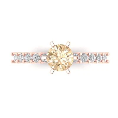 1.05Ct Round Cut Natural Morganite Solid Gold Engagement Promise Statement Ring