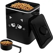 6L Airtight Metal Cat Food Container - Large Capacity Pet Food Storage Bin with Secure Lid, Portable & Cute Design for Home & Travel