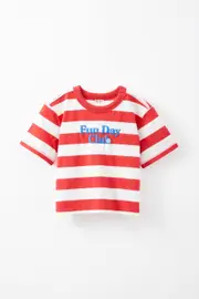 [Cotton On Kids] Cotton On Kids - Bobbi Short Sleeve Graphic Tee - Varsity red stripe/fun day club 0-3M VARSITY RED STRIPE/FUN DAY CLUB