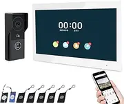 ANJIELO SMART 2-Wired Video Intercom System Doorbell with 1080P Camera and 10 Inch Touch Monitor,WiFi Video Door Phone Kit for Home Apartment,Auto Snapshot,Remote Unlock,Tuya (Black doorbell+Monitor)