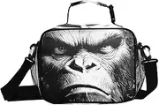 Monkey Black White Portrait Insulated Lunch Box for Women Men - Ideal for Work, Picnics - Includes Adjustable Shoulder Strap