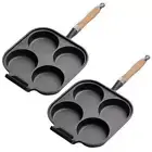 NNEAGS 2X 4 Mold Cast Iron Breakfast Fried Egg Pancake Omelette Fry Pan