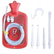 2 L Enema Bag Home Enema Kit with 3 Enema Tips,60 inch Long Silicone Hose, Controlable Water Flow RED